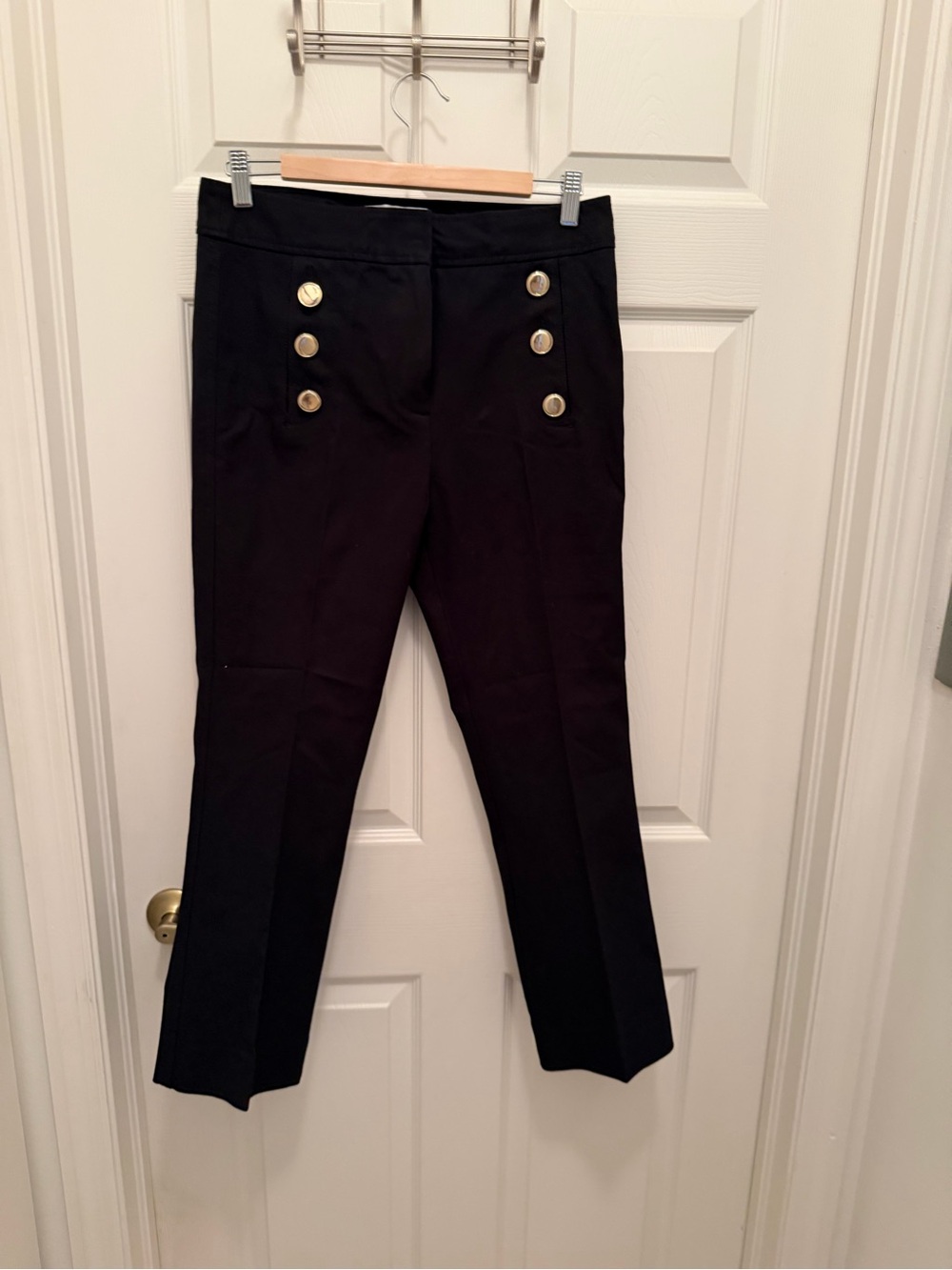 10 Crosby Derek Lam Black Ankle Sailor Pants with Gold Buttons